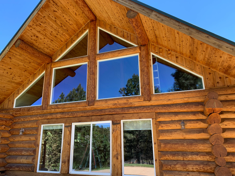 Window cleaning at a cabin